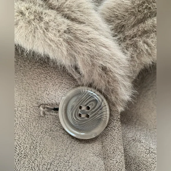NWT Via Spiga Faux Fur Coat: Dark Taupe, Fir Lining, Pockets, Button/Snap XL - Picture 7 of 15